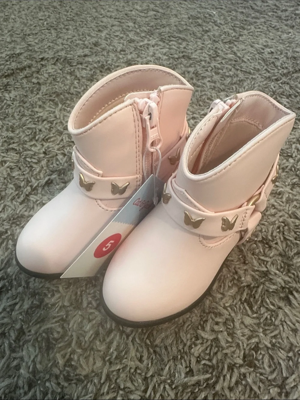 Cat & Jack pink butterfly boots NWT 5